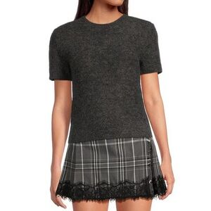 Gianni Bini Black/charcoal Grey Short Sleeve Top